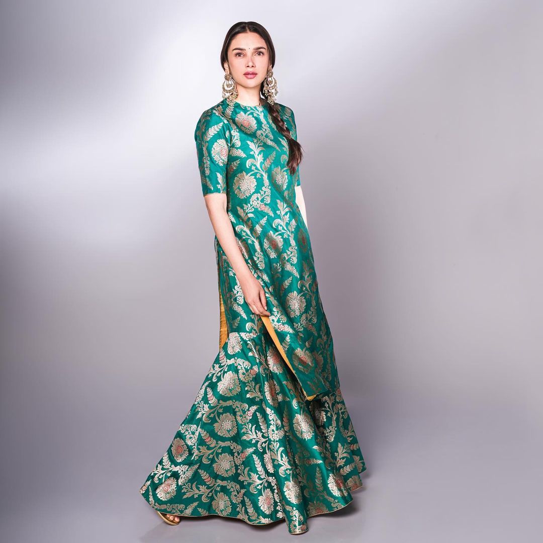 SOUTH INDIAN ACTRESS ADITI RAO HYDARI IN GREEN SALWAR KAMEEZ 4